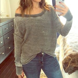 Express slouchy off shoulder light sweatshirt